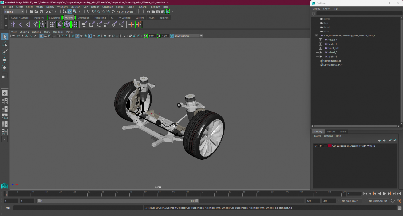 3D model Car Suspension Assembly with Wheels