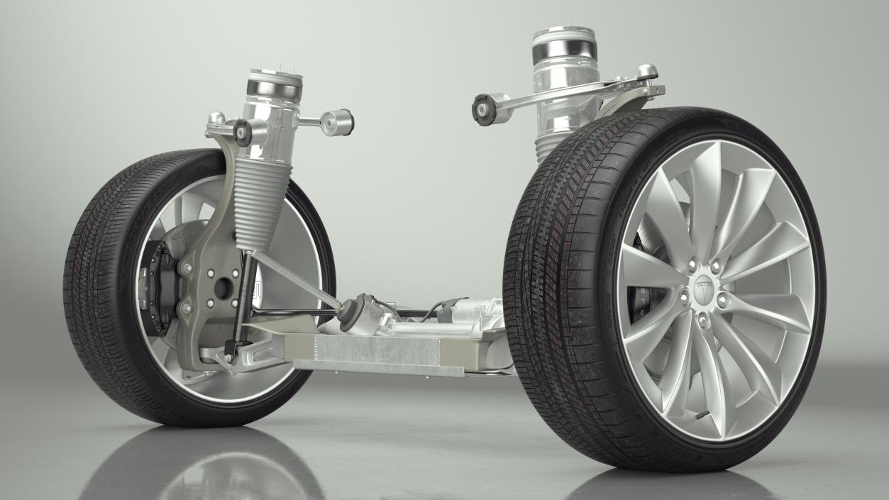 3D model Car Suspension Assembly with Wheels