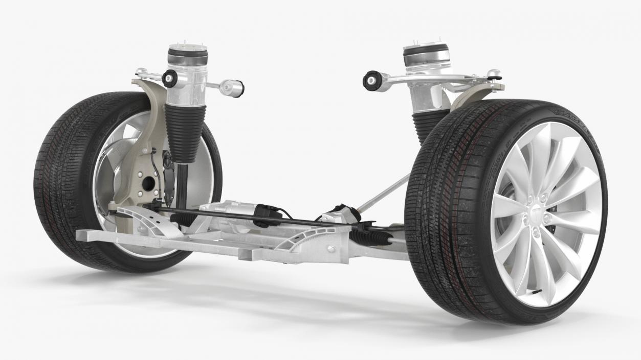 3D model Car Suspension Assembly with Wheels