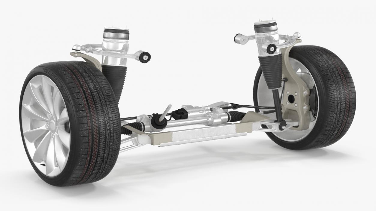 3D model Car Suspension Assembly with Wheels