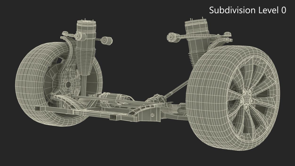 3D model Car Suspension Assembly with Wheels