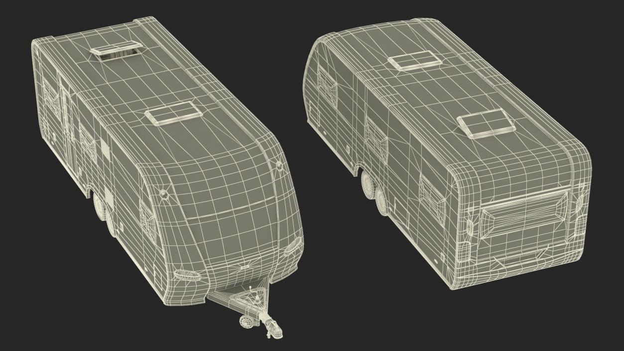 3D Hobby Caravan Trailer Rigged model