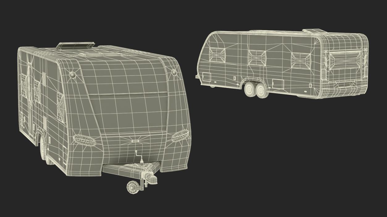 3D Hobby Caravan Trailer Rigged model