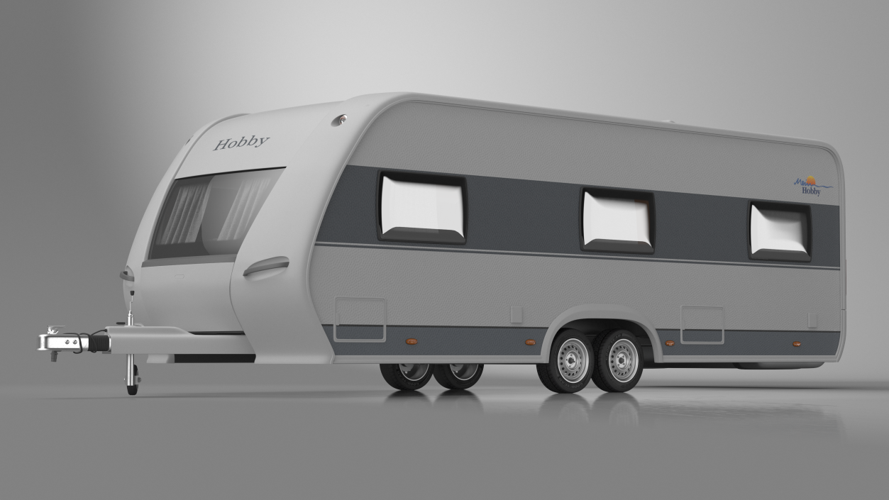 3D Hobby Caravan Trailer Rigged model