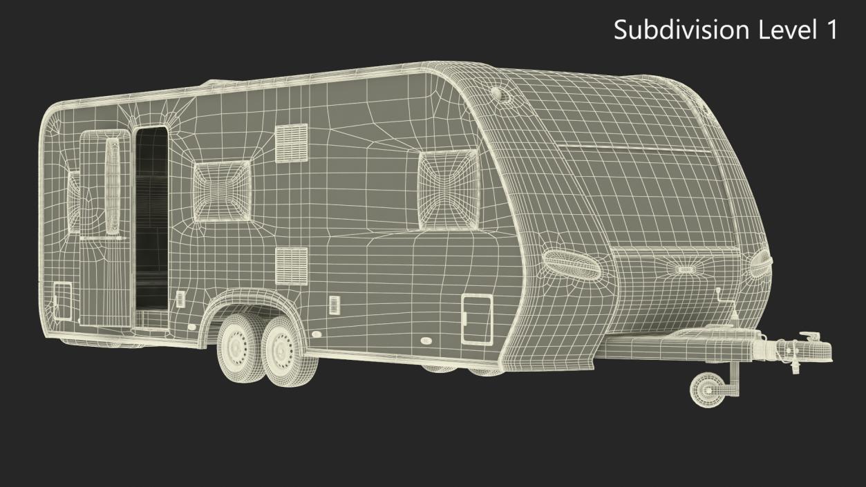 3D Hobby Caravan Trailer Rigged model