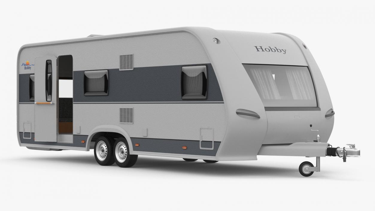 3D Hobby Caravan Trailer Rigged model