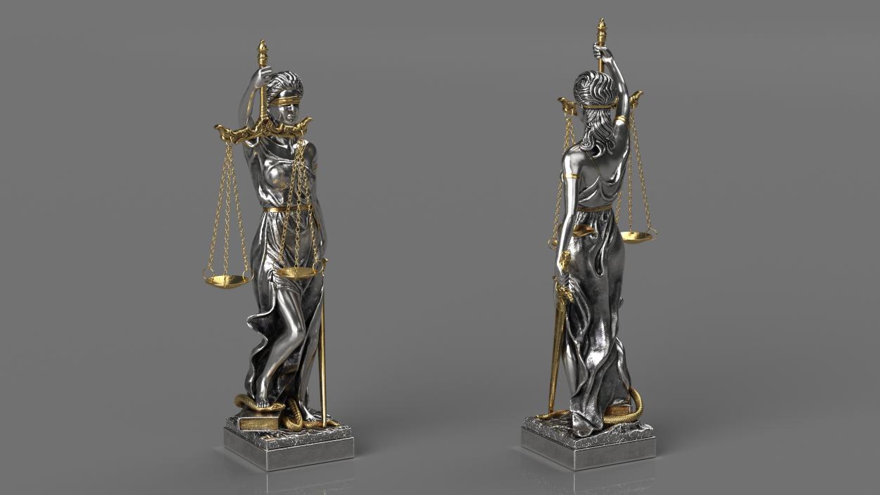 3D Silver Statue Justice