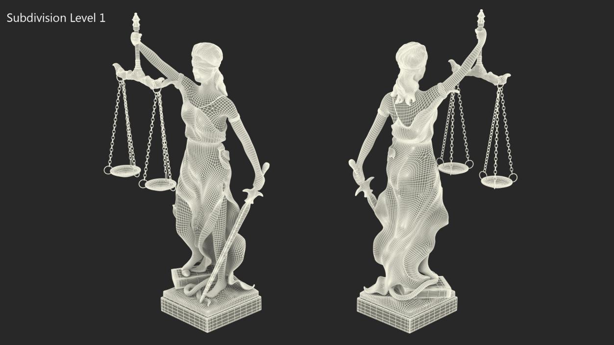 3D Silver Statue Justice