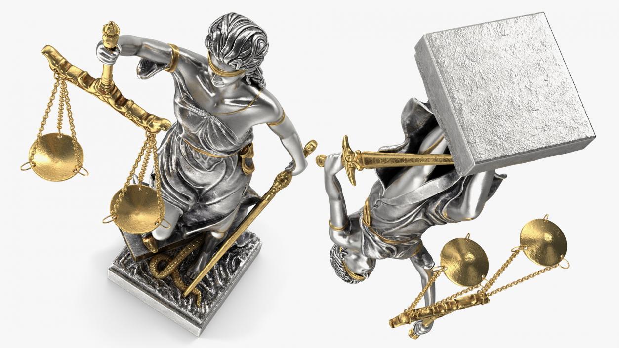 3D Silver Statue Justice