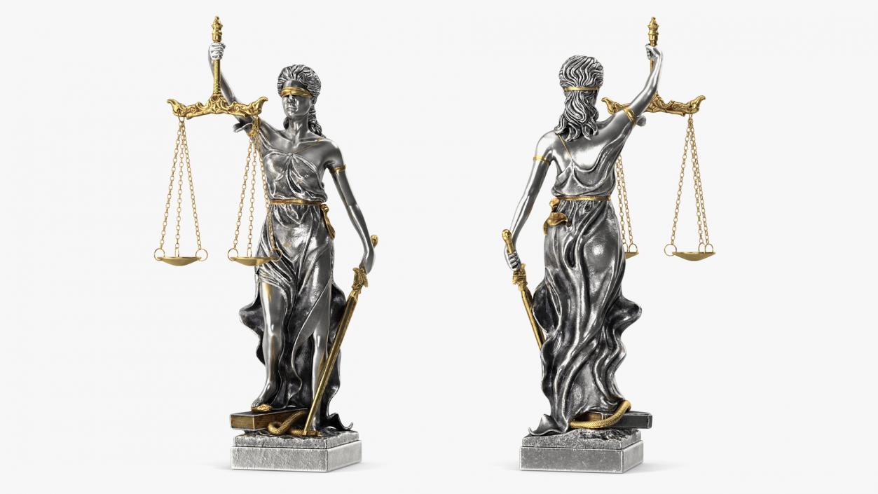 3D Silver Statue Justice