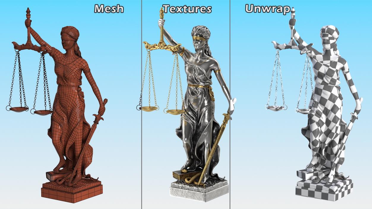 3D Silver Statue Justice