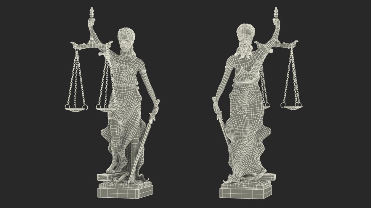 3D Silver Statue Justice