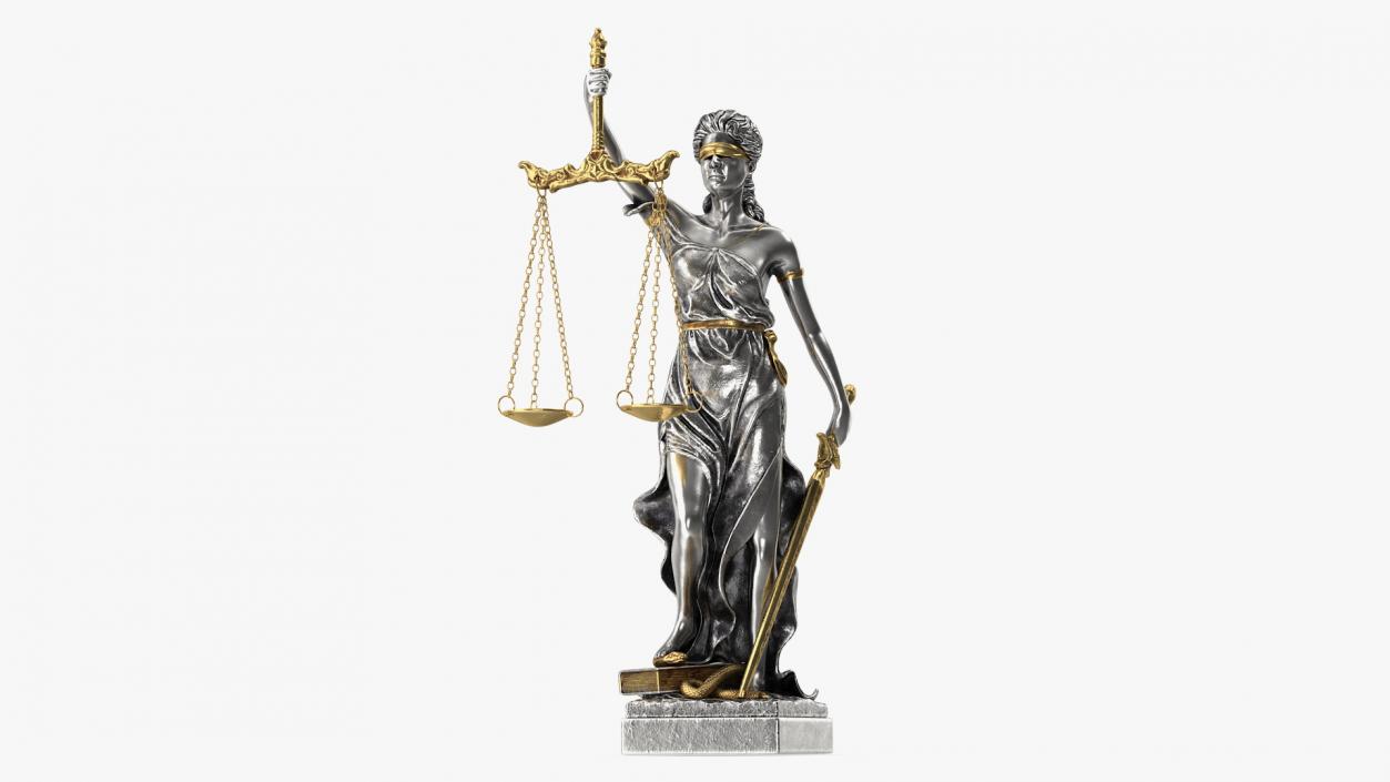 3D Silver Statue Justice