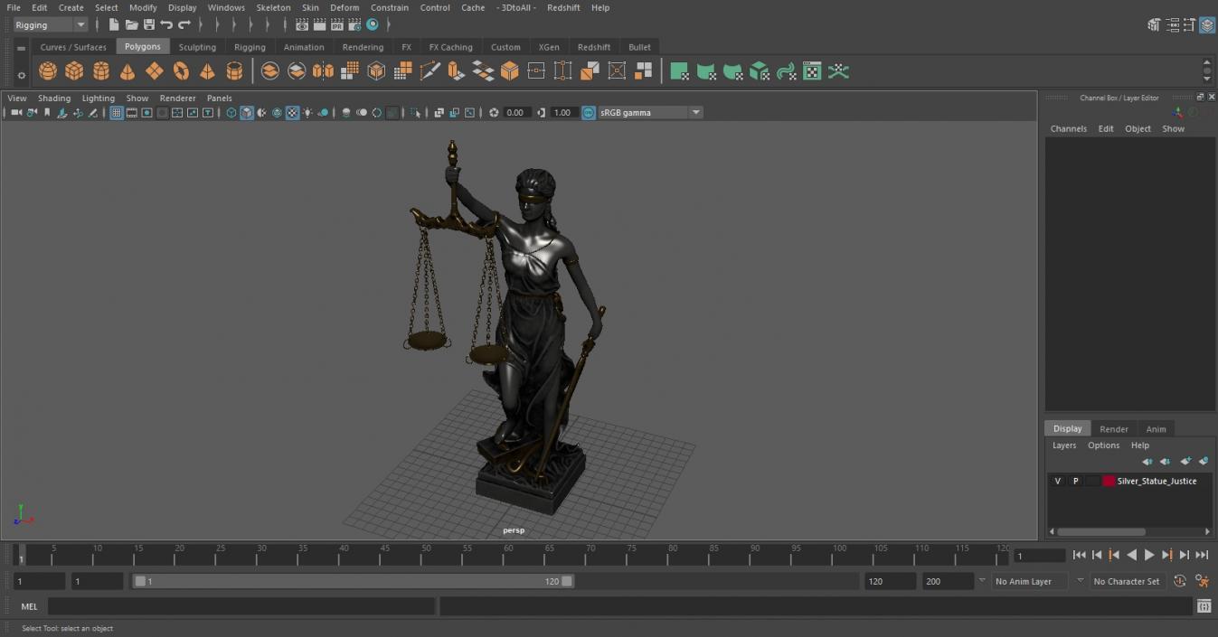 3D Silver Statue Justice