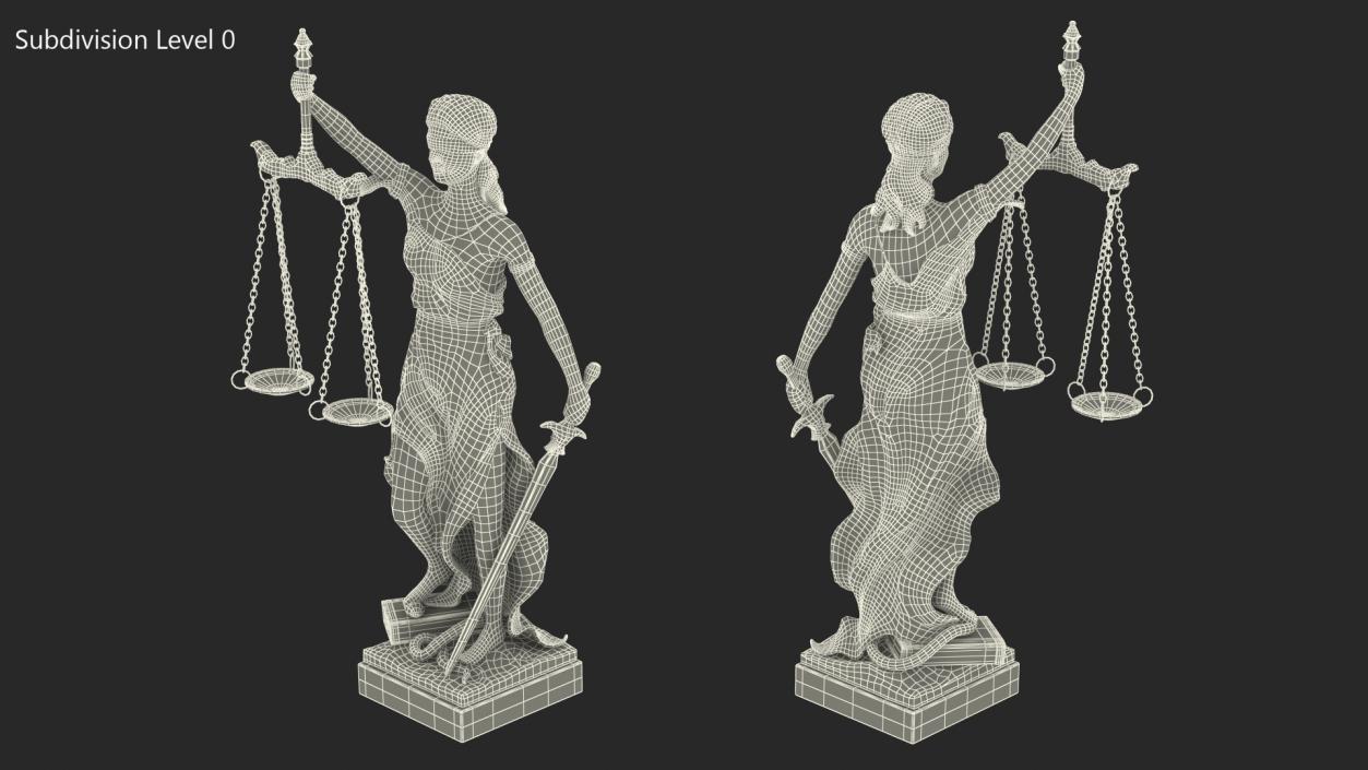 3D Silver Statue Justice