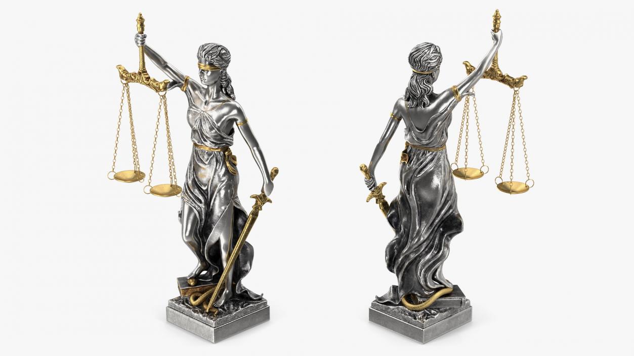 3D Silver Statue Justice