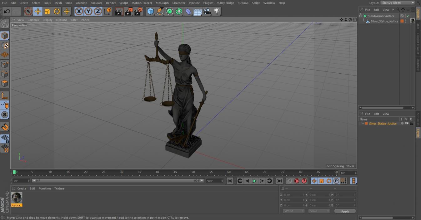 3D Silver Statue Justice