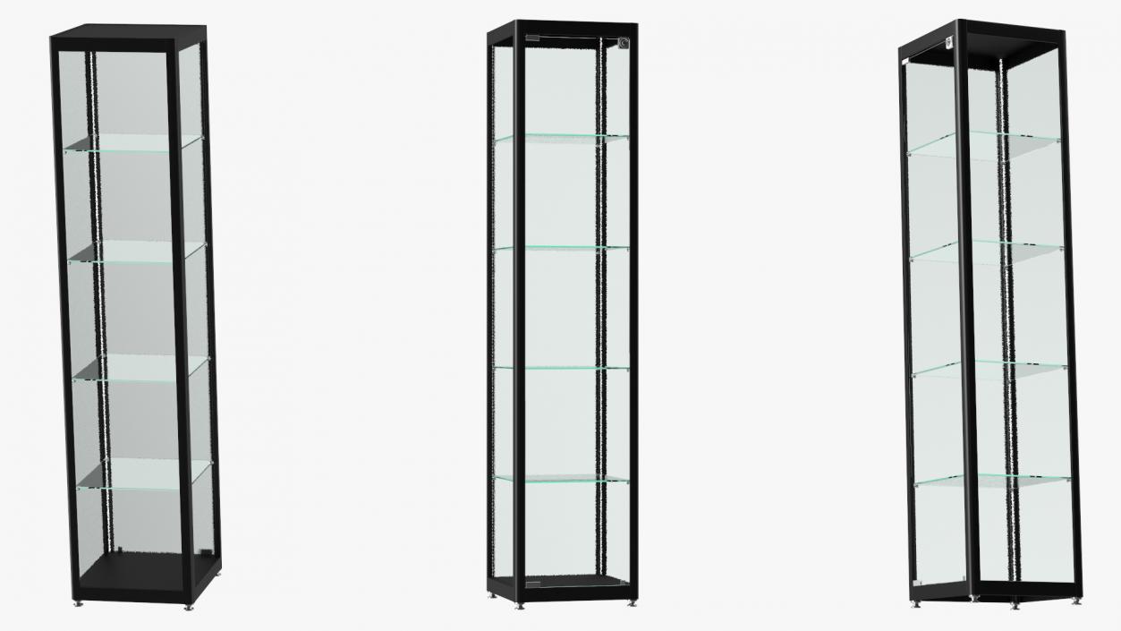 3D Glass Display Case Narrow Black