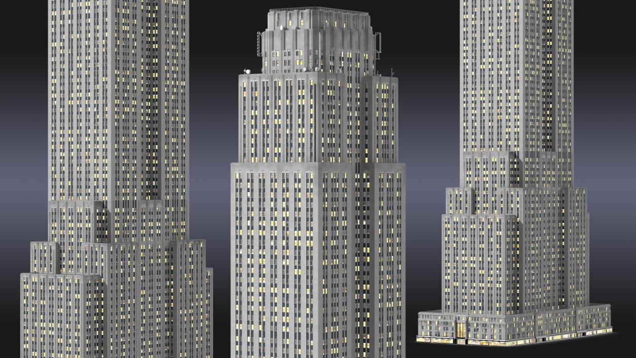 3D model Old Skyscraper Night Glow