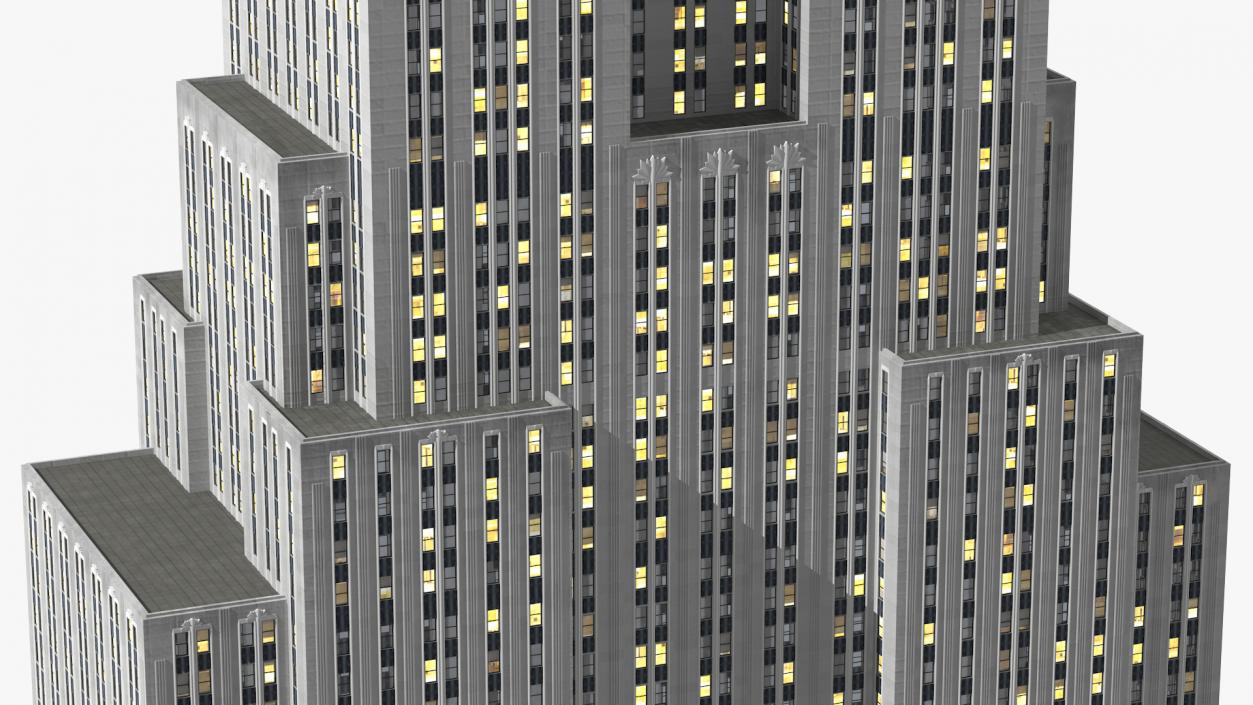 3D model Old Skyscraper Night Glow