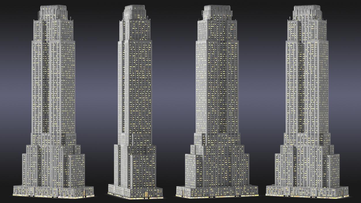 3D model Old Skyscraper Night Glow