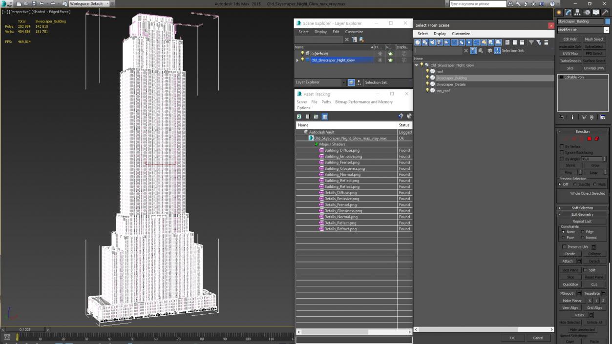 3D model Old Skyscraper Night Glow