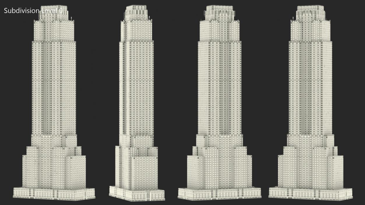 3D model Old Skyscraper Night Glow