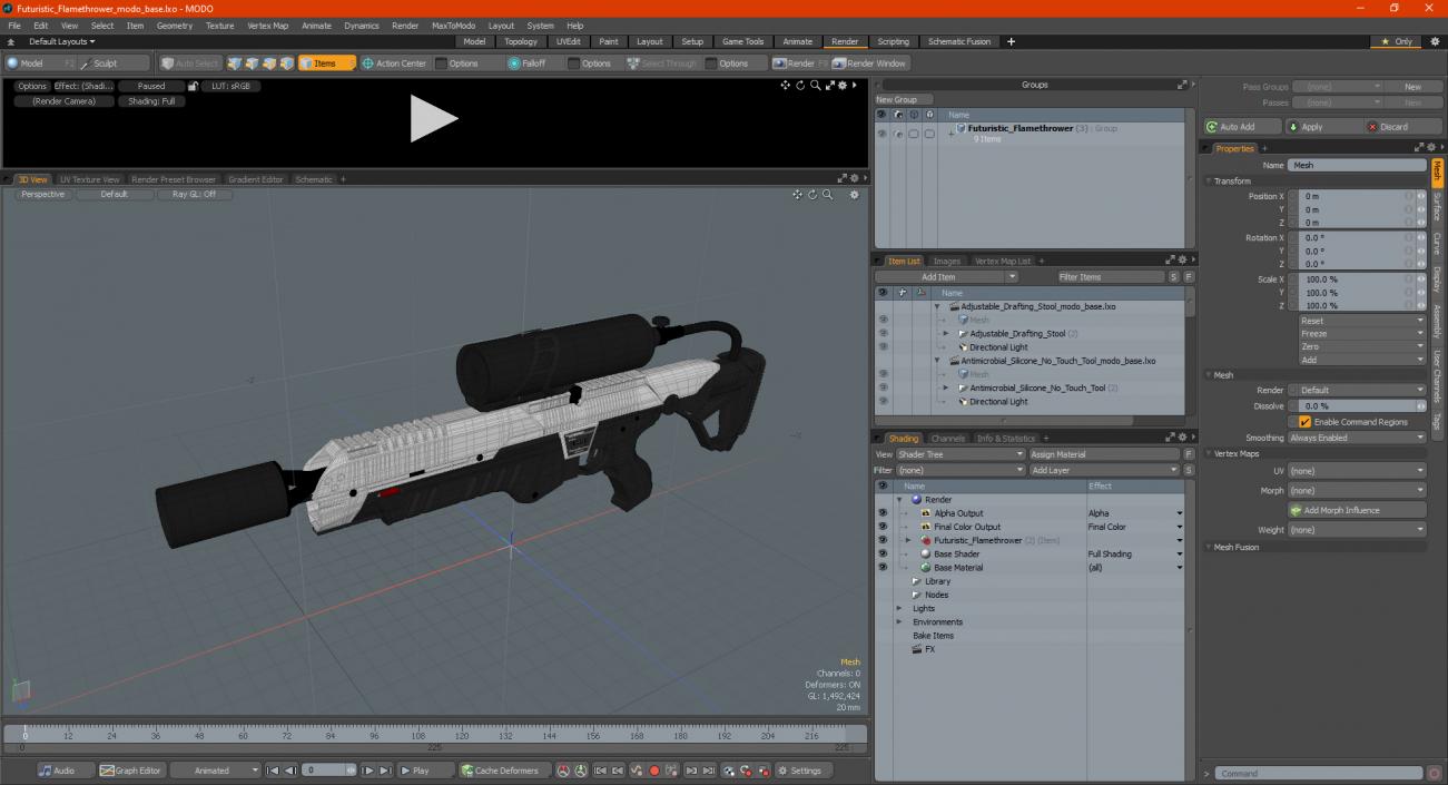 3D Futuristic Flamethrower model