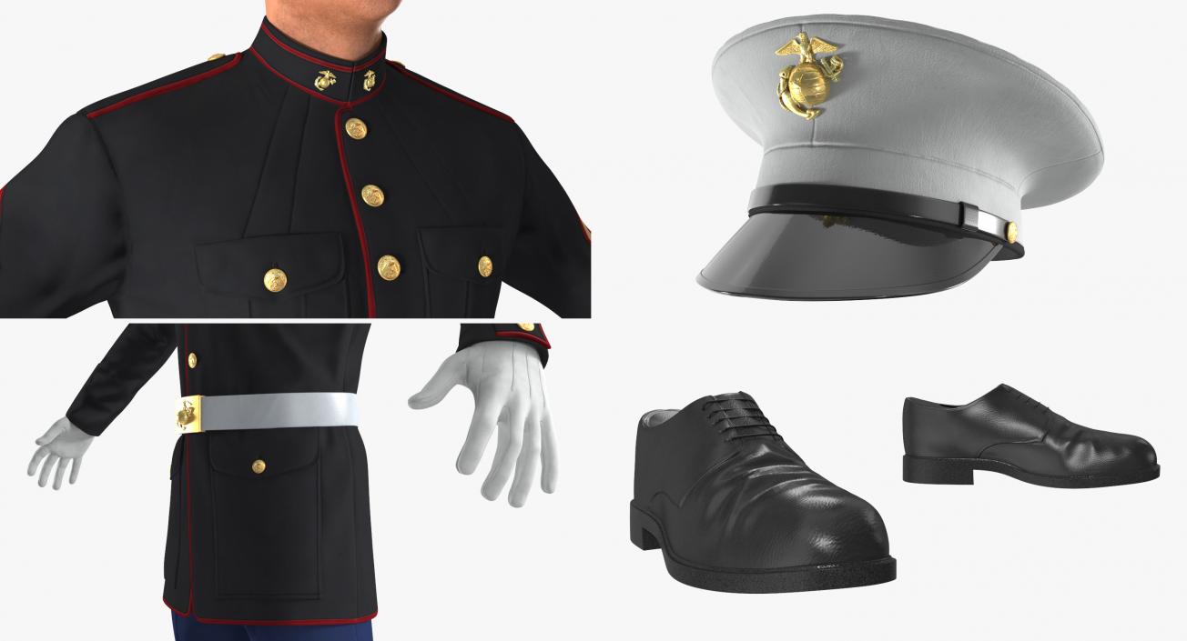 3D US Marine Corps Soldier in Parade Uniform