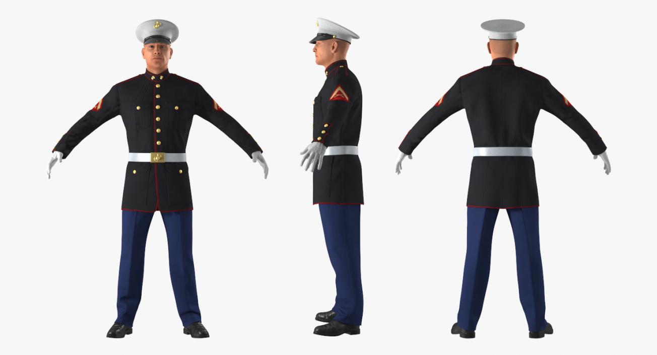 3D US Marine Corps Soldier in Parade Uniform