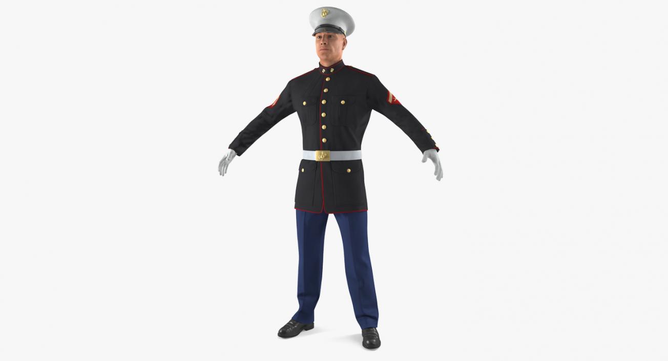 3D US Marine Corps Soldier in Parade Uniform