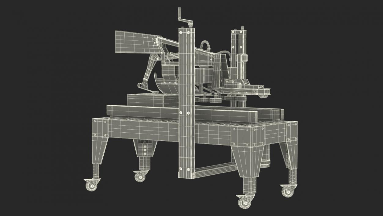 Carton Box Packing Machine Blue Rigged for Cinema 4D 3D