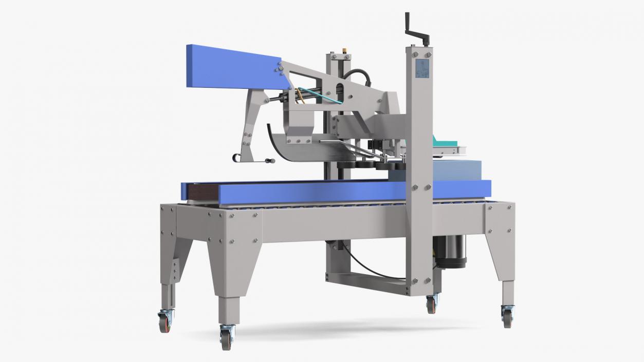 Carton Box Packing Machine Blue Rigged for Cinema 4D 3D