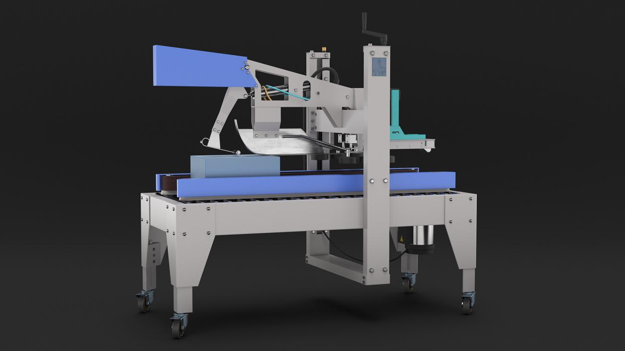 Carton Box Packing Machine Blue Rigged for Cinema 4D 3D