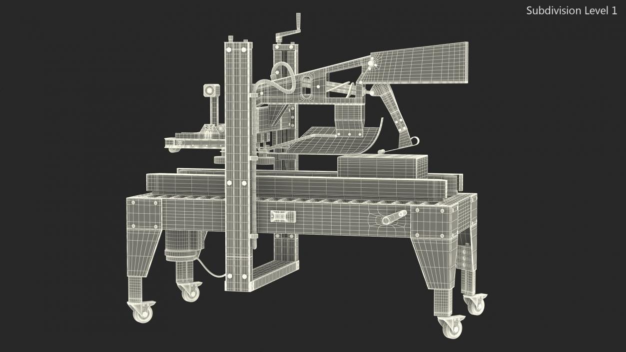 Carton Box Packing Machine Blue Rigged for Cinema 4D 3D