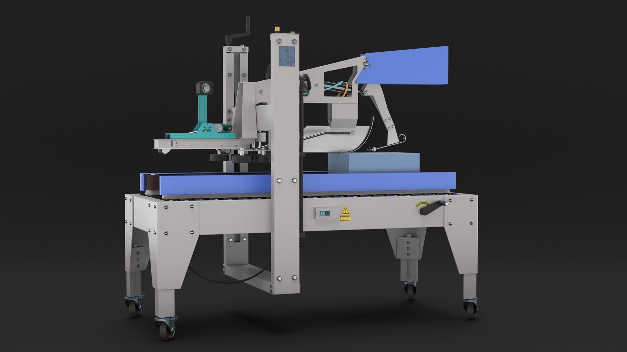 Carton Box Packing Machine Blue Rigged for Cinema 4D 3D