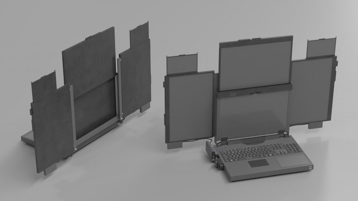 3D Professional Laptop with 6 Screens Rigged 2 model