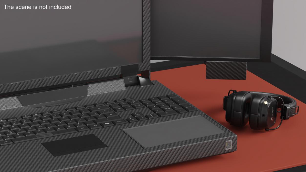 3D Professional Laptop with 6 Screens Rigged 2 model