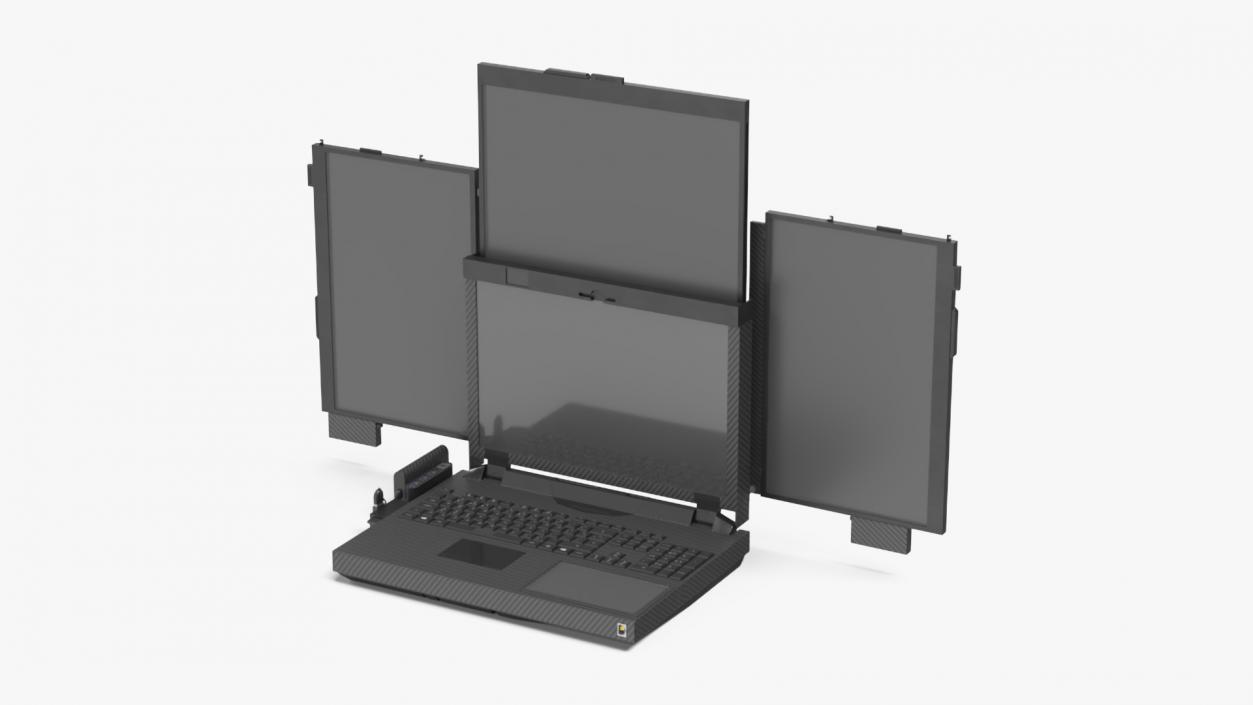 3D Professional Laptop with 6 Screens Rigged 2 model