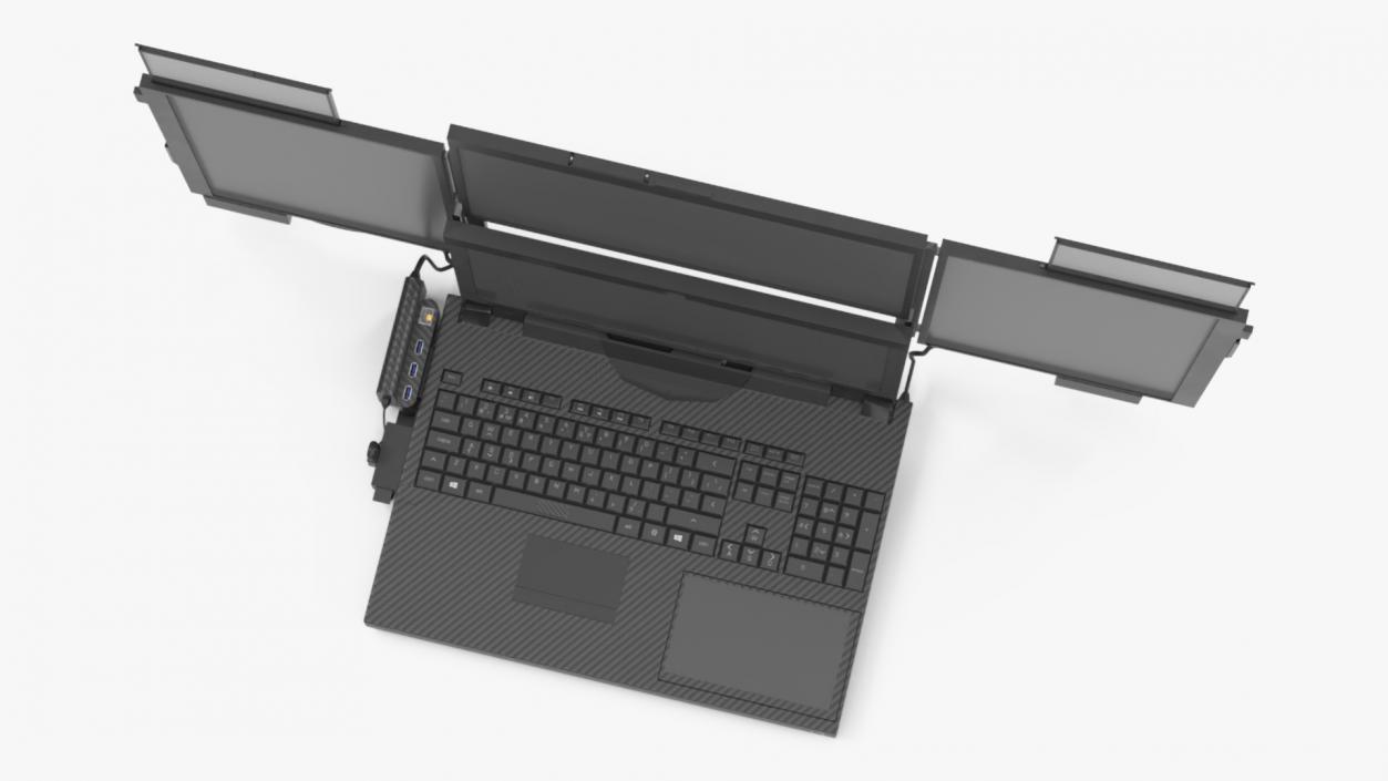 3D Professional Laptop with 6 Screens Rigged 2 model