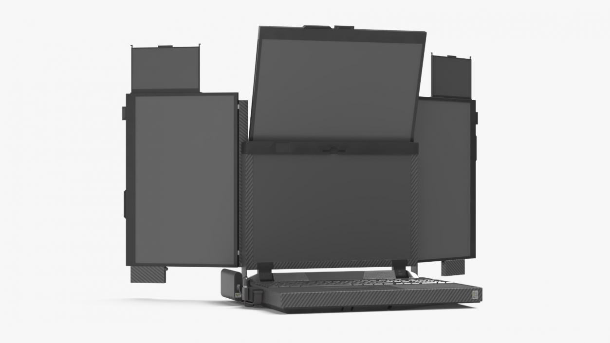 3D Professional Laptop with 6 Screens Rigged 2 model