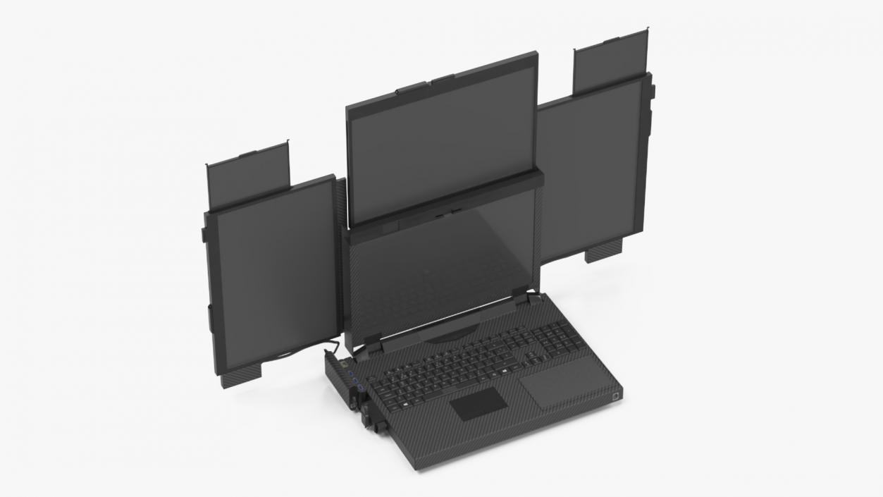 3D Professional Laptop with 6 Screens Rigged 2 model