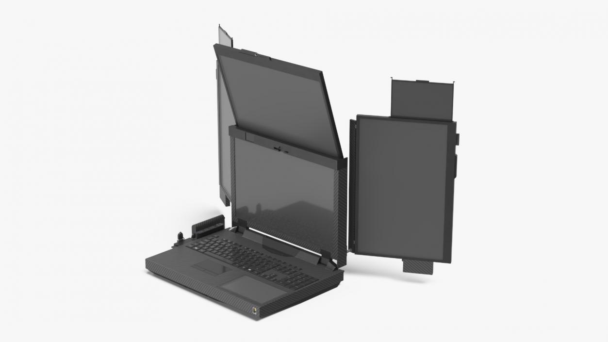 3D Professional Laptop with 6 Screens Rigged 2 model