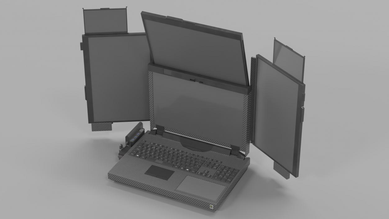 3D Professional Laptop with 6 Screens Rigged 2 model