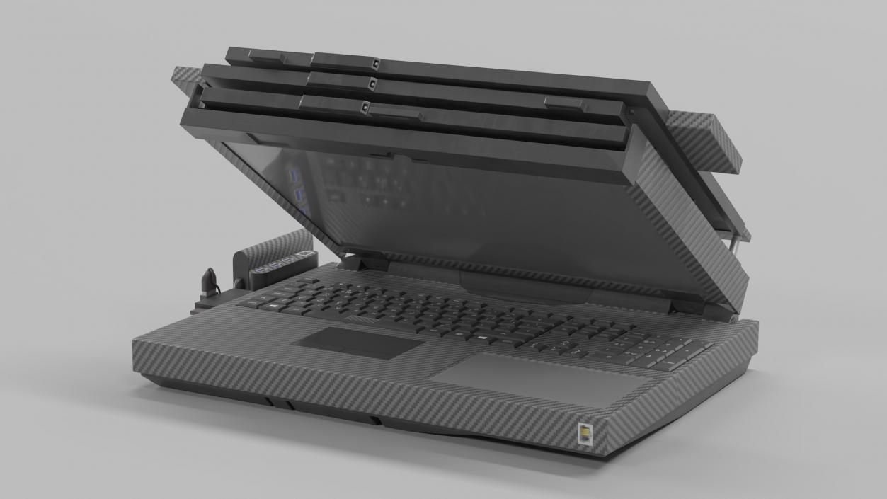 3D Professional Laptop with 6 Screens Rigged 2 model