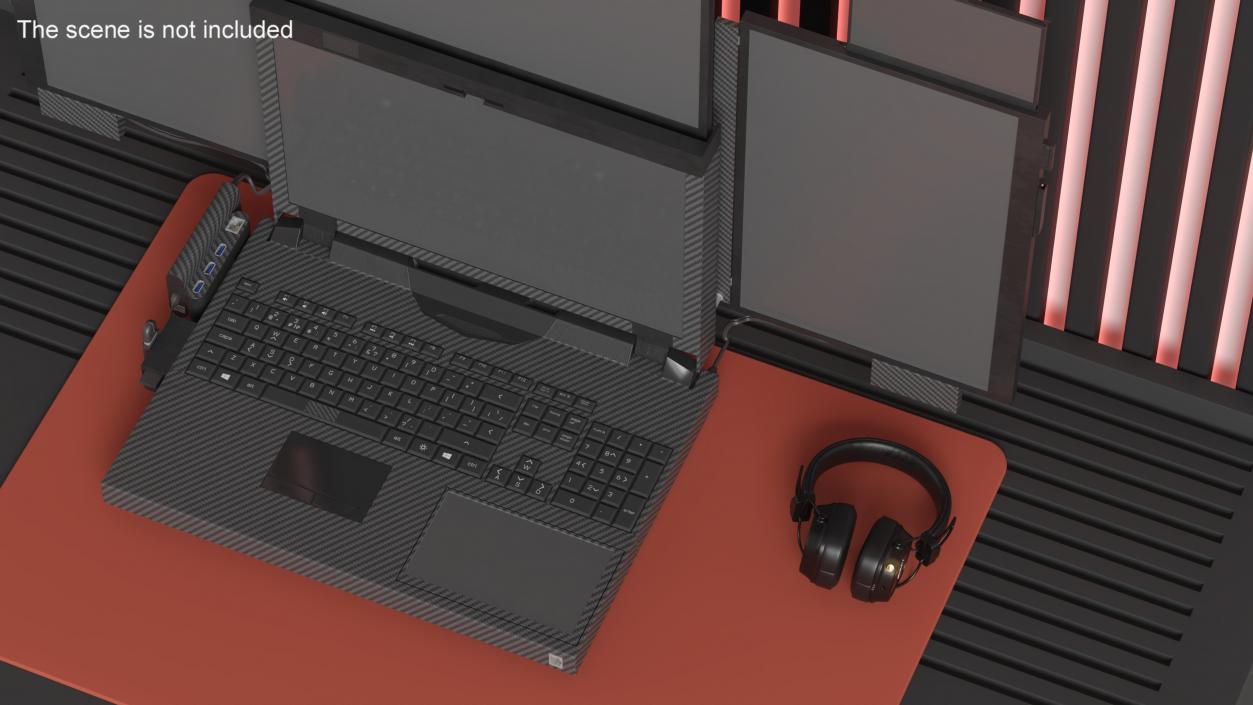 3D Professional Laptop with 6 Screens Rigged 2 model