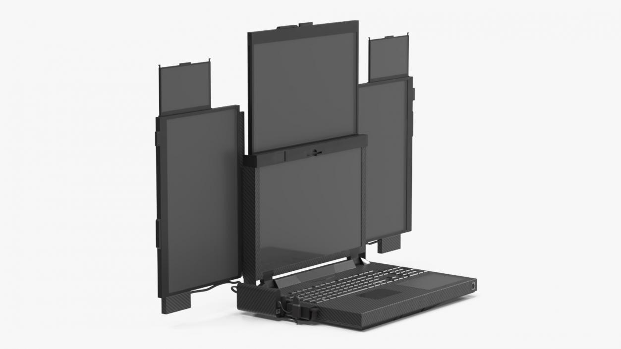 3D Professional Laptop with 6 Screens Rigged 2 model