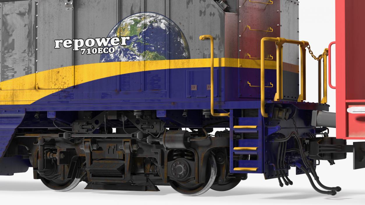 3D Diesel Electric Locomotive with Stake Wagon with Logs model