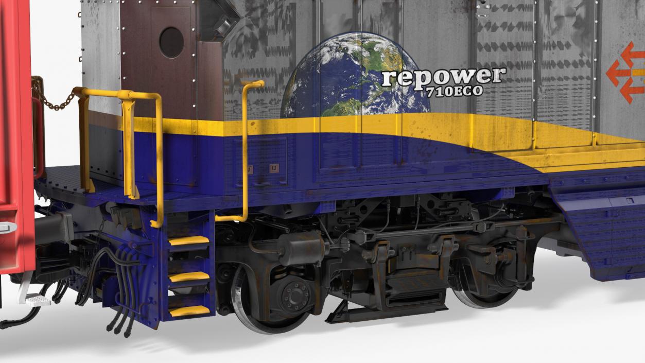 3D Diesel Electric Locomotive with Stake Wagon with Logs model