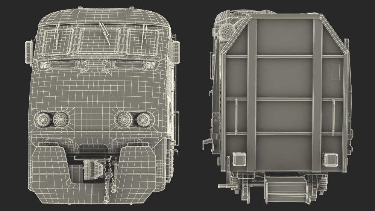 3D Diesel Electric Locomotive with Stake Wagon with Logs model